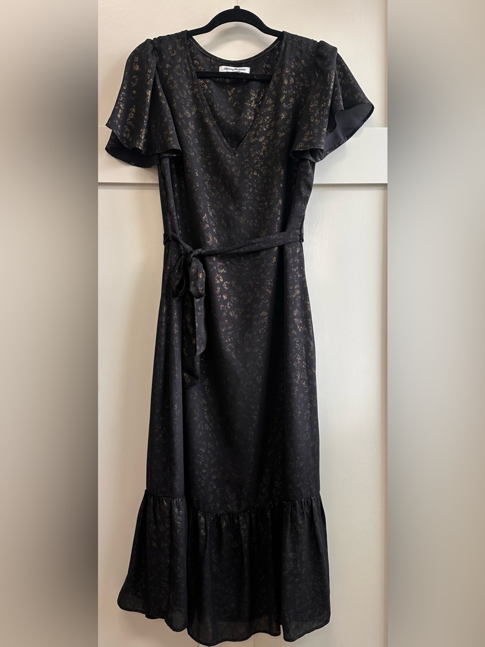 Tommy Bahama Black Dress with Subtle Gold Floral Accents